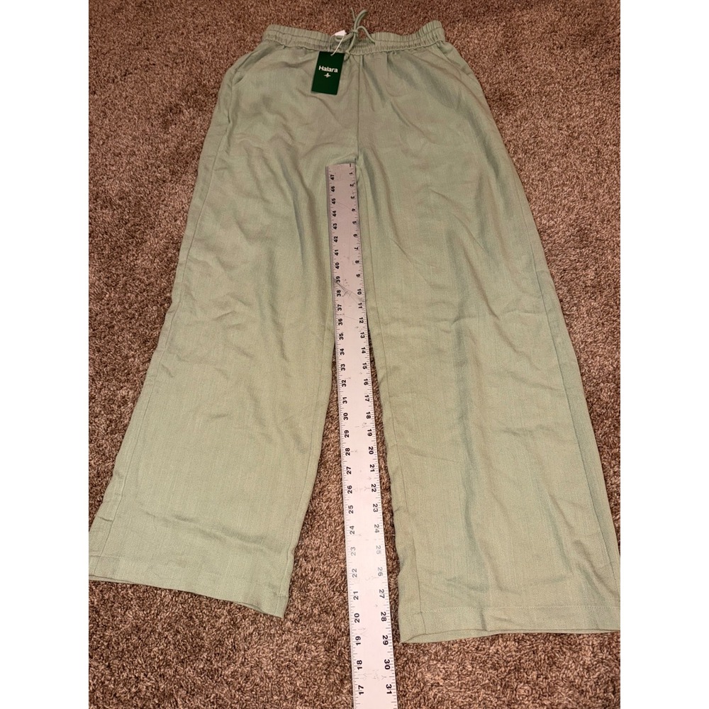 Halara Wide Leg Drawstring Pants Sage Green Tall Size M NEW (655) - Picture 3 of 6